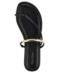Calvin Klein Women's Bienna Strappy Ornamented Flat Slip-On Sandals