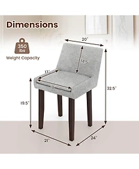 Gymax Modern Dining Chair Set of w/ Mid Back and Cushioned Seat Solid Wood Legs