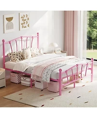 gaomon Full Size Metal Bed Frame, Full Bed Frames for Girls, Full Heavy-Duty Platform Bed with Heart-Shaped Design Headboard and Footboard