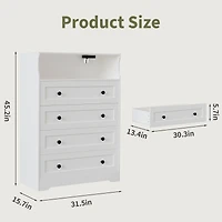 gaomon 4-Drawer Wooden Dresser with Led Lights & Charging Station, Modern Nightstand Chest for Bedroom