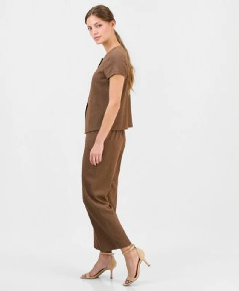 Anne Klein Essentials Petite Button Front Blouse Ankle Pants