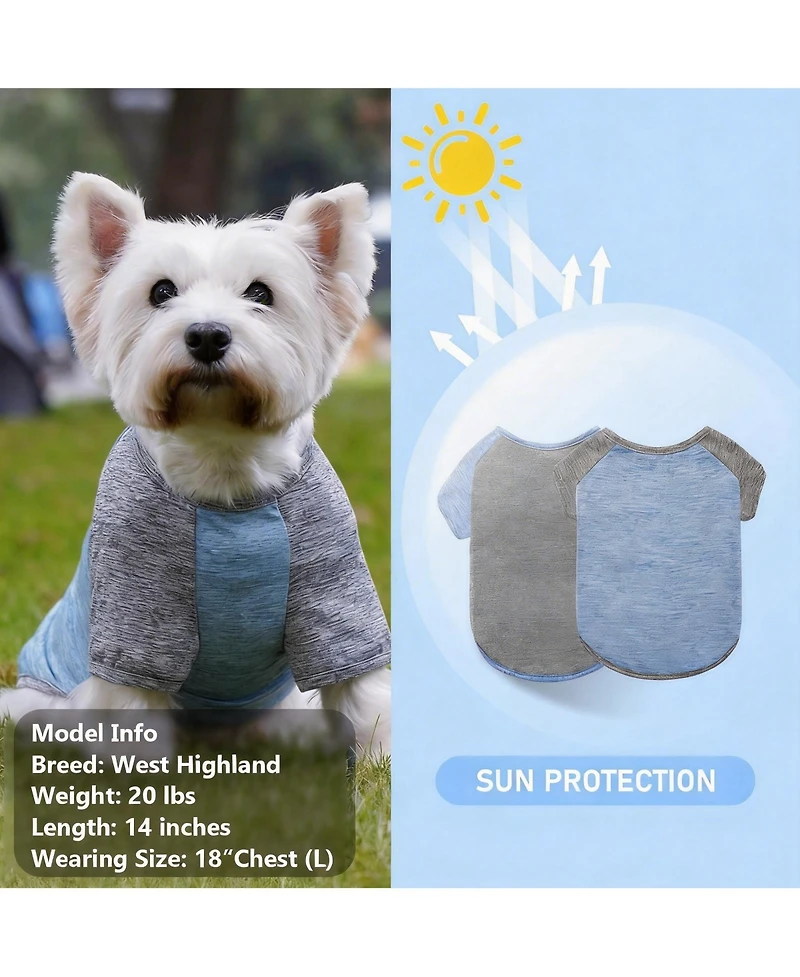 Aronkl 2-Pack Lightweight Athletic Dog T-Shirt with Reflective Label for Outdoor Use