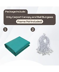 Aoodor 10 x 20 Ft All Weather Carport Replacement Canopy Cover