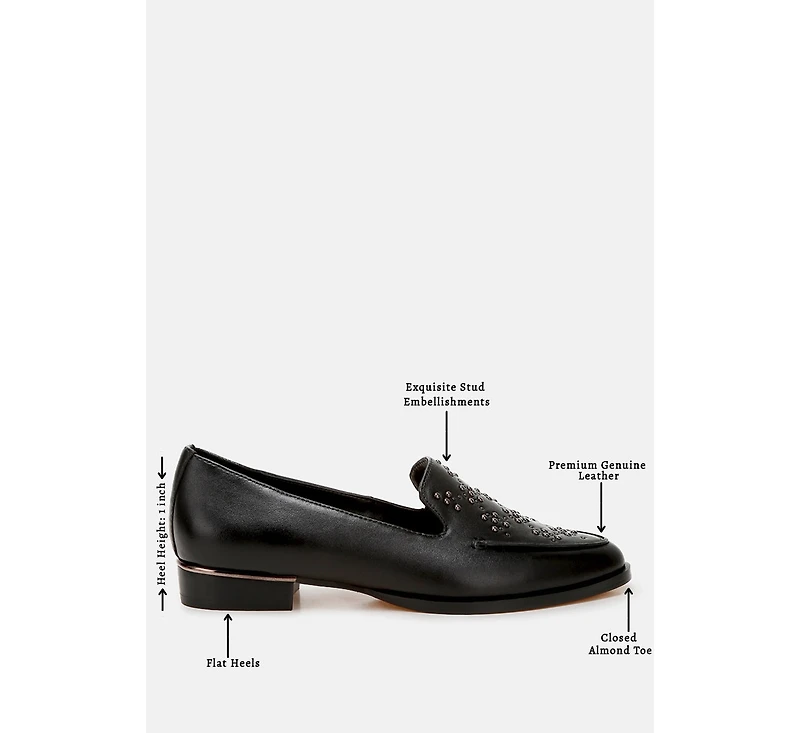 Gabassi Studded Genuine Leather Loafers