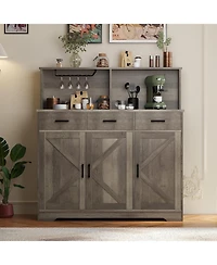 gaomon Farmhouse Style Buffet Cabinet with Integrated Microwave Stand, Versatile Sideboard Storage Featuring Drawers and Shelves