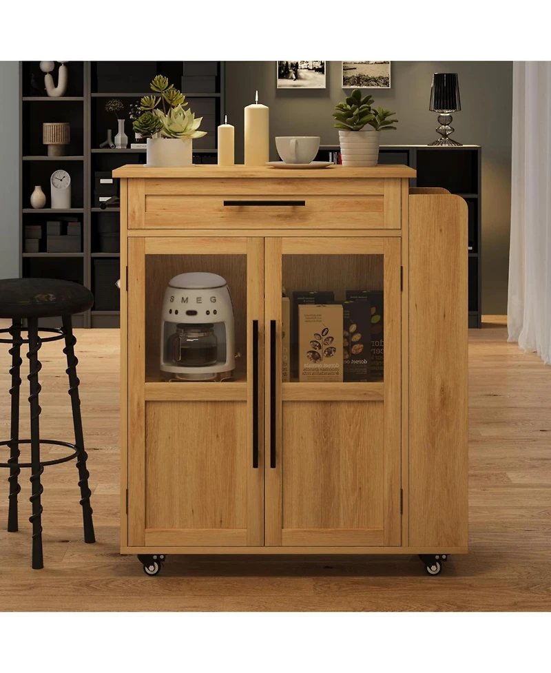 gaomon Mobile Kitchen Island Cart with Storage, 360° Rolling Wheels, Rolling Island with Drawers