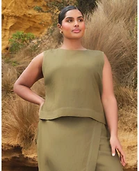 Estelle Plus Sonnet Linen Sleeveless Summer Tie-back Top