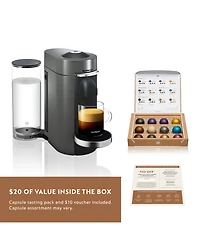 Nespresso Vertuo Plus Deluxe Coffee and Espresso Machine by De'Longhi, Titan with Aeroccino Milk Frother