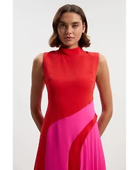 Karen Millen Women's Colour Block High Neck Midi Dress