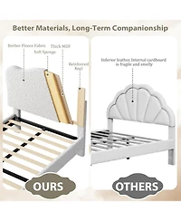 gaomon Twin Xl Bed Frame For Kids With Scallop Velvet Headboard Platform