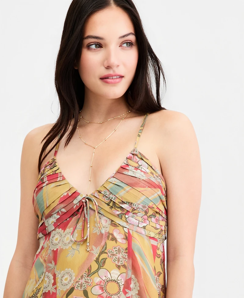Planet Gold Juniors' Paisley Chiffon V-Neck Maxi Dress, Macy's Exclusive