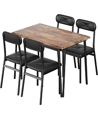 gaomon 5-Piece Square Dining Set for 4, Metal Frame Table & Upholstered Chairs, Retro