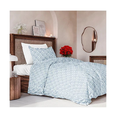 Cgk Unlimited Duvet Floral Cover Set with Pillow Sham, Zipper Closure & Corner Ties