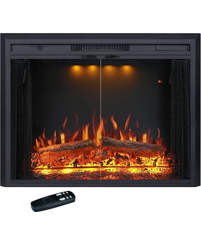 Boyel Living Electric Fireplace Insert with Realistic Flame & Dual Heat Settings, Double Glass Door