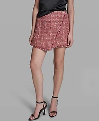 Bcbg Women's Fringe Hem Tweed Short Skirt