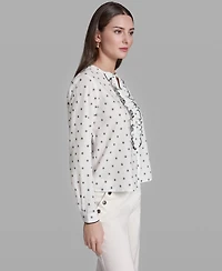 Bcbg Women's Long-Sleeve Collared Printed Top