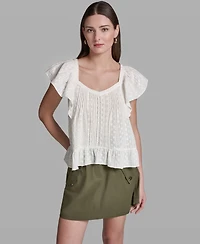 Bcbg Women's Multi Layer Ruffles Flutter-Sleeve Top