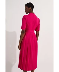 Karen Millen Women's Structured Crepe Belted Midi Dress