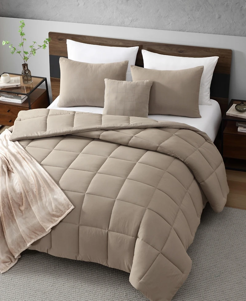 Kenneth Cole Reaction Solid Washed Microfiber 5-Pc. Comforter Set, King