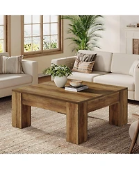 Tribesigns Square Coffee Table, 39-Inch Farmhouse Wooden Coffee Table with Sturdy Legs