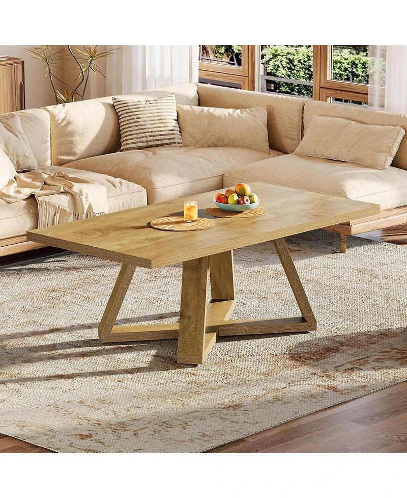 Tribesigns 47.2" Rectangle Coffee Table for Living Room, Farmhouse Style