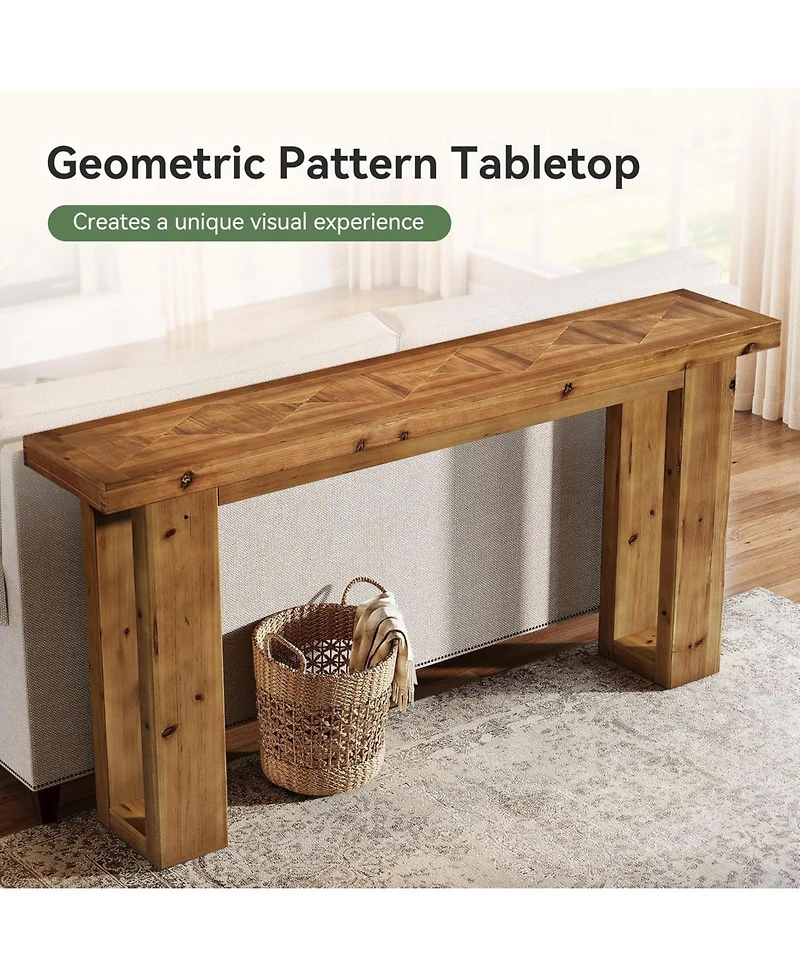 Tribesigns Solid Wood Sofa Table Behind The Couch, 63-Inch Long