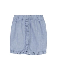 Kids Headquarters Girls' 2T-6X Woven Oxford Tunic and Ruffle Trim Shorts, 2-Piece Set