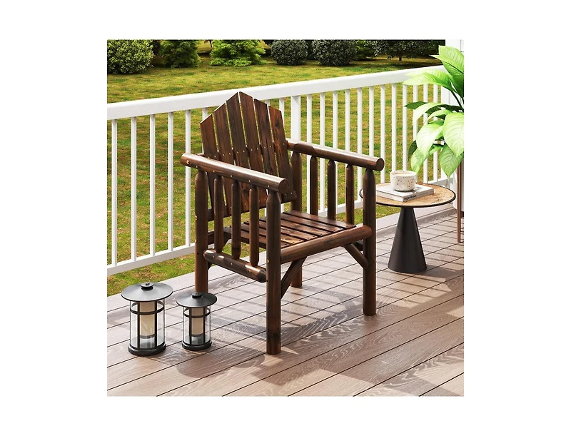 Slickblue Wooden Outdoor Patio Dining Armchair with Armrests