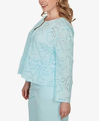 Ruby Rd. Plus Floral Eyelet Peplum Jacket