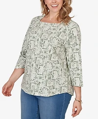 Ruby Rd. Plus Size Seashell Patchwork Knit Top