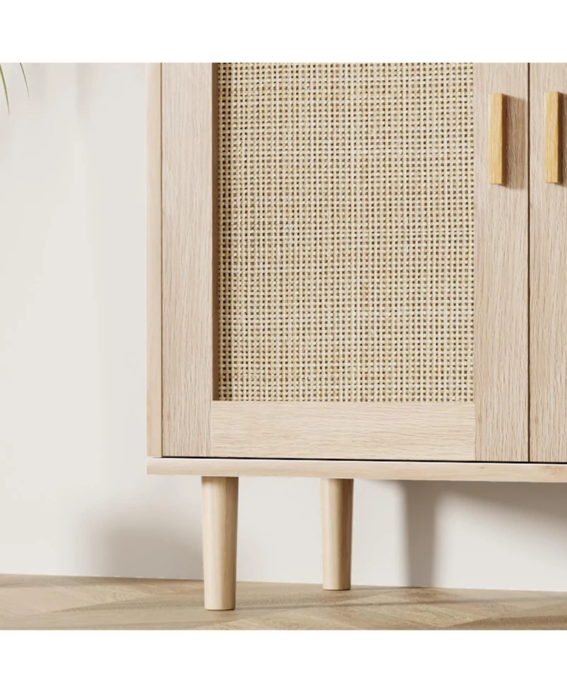 gaomon 2 Pack Rattan Sideboard Buffet Cabinets, Sideboard Cabinets with 2 Doors, Modern Accent Storage Console Tables, for Dining Room, Entryway