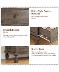 gaomon 6 Drawer Tall Vintage Wood Dresser with Carved Handles & Tapered Legs, Distressed