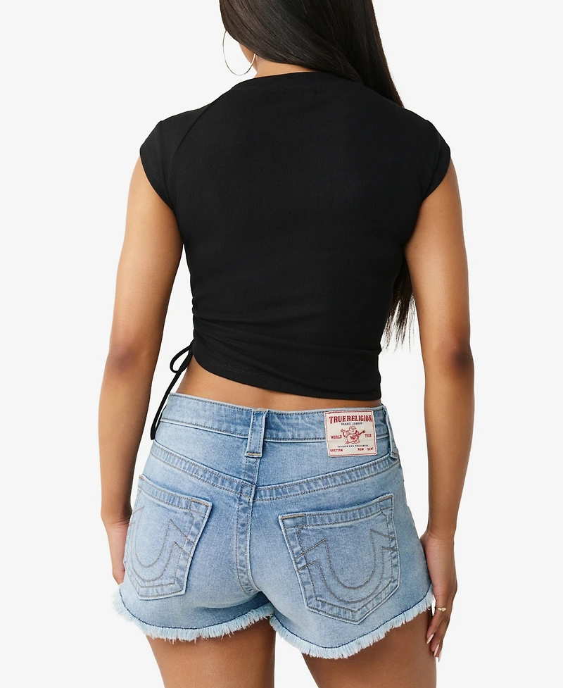 True Religion Women's Crystal Side Ruch Baby Top