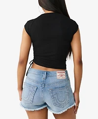 True Religion Women's Crystal Side Ruch Baby Top