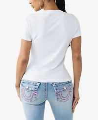 True Religion Women's Crystal Classic Crew Neck T-Shirt
