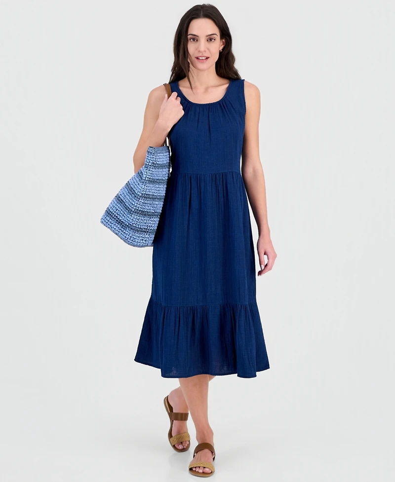 Style & Co Women's Cotton Gauze Sleeveless Tiered Dress, Macy's Exclusive