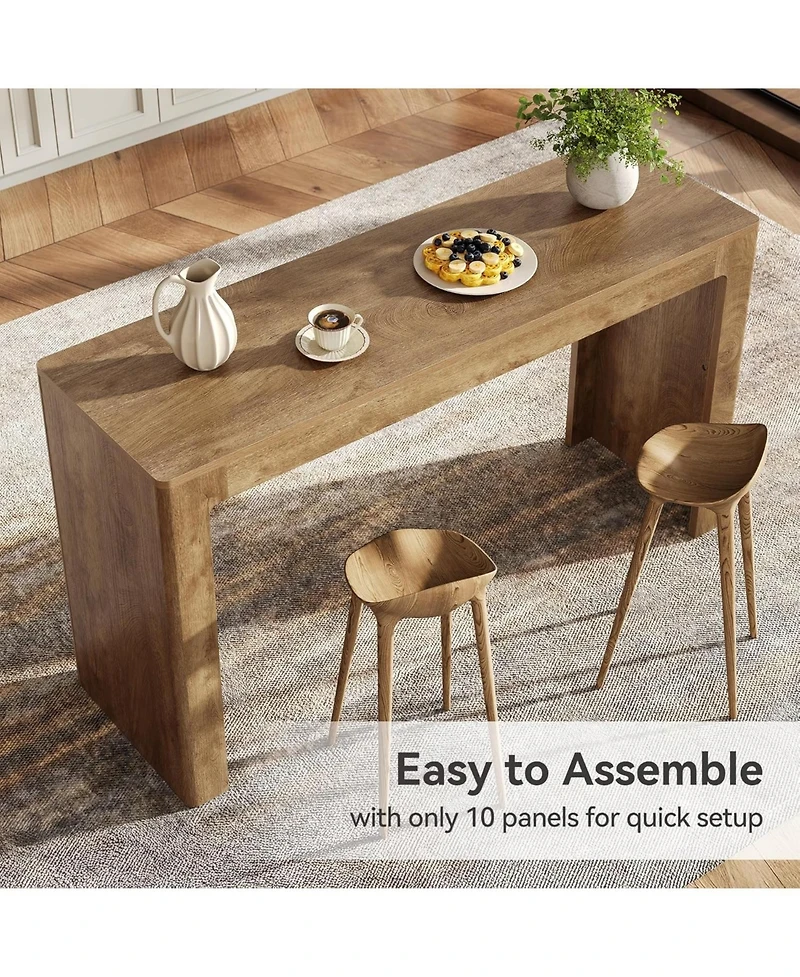 Tribesigns 63" Long Bar Table, Counter Height Pub Dining Table for 4-6, Modern Home Bar Unit