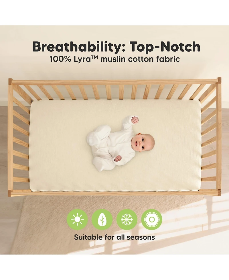 KeaBabies Lyra Muslin Crib Sheets for Boys, Girls, 2pk 52x28 Cotton Baby Mattress Fitted, Soft, Breathable