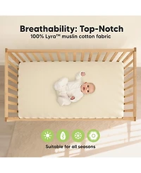 KeaBabies Lyra Muslin Crib Sheets for Boys, Girls, 2pk 52x28 Cotton Baby Mattress Fitted, Soft, Breathable