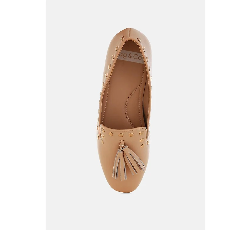 Philoha Studs & Tassels Detail Flat Loafers