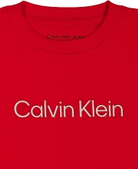 Calvin Klein Toddler and Little Boys' 2T-7 Relaxed Logo T-shirt Cotton Poplin Shorts, 2-Piece Set