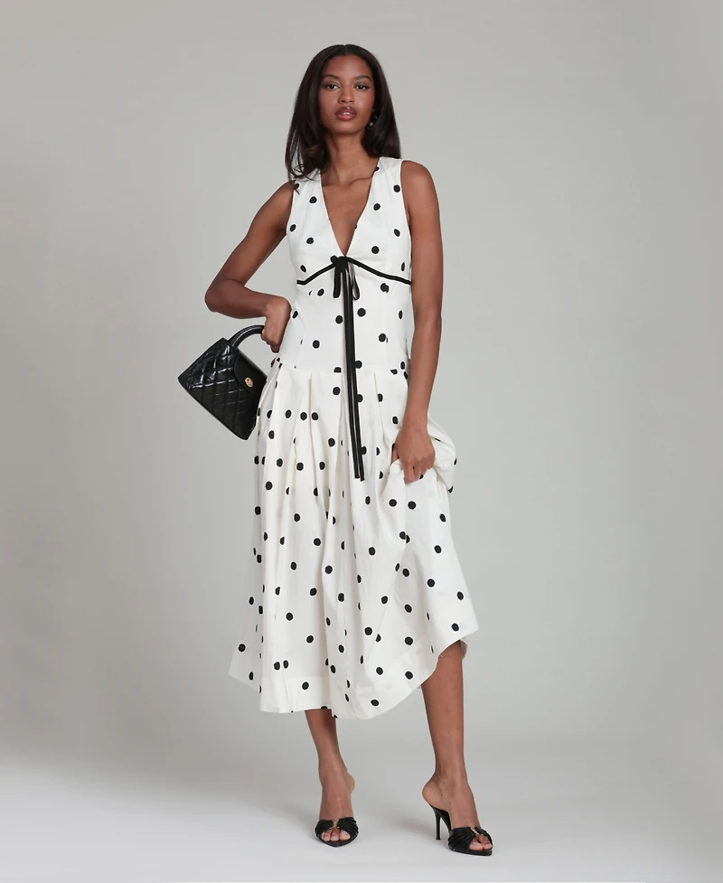 Avec Les Filles Women's Sleeveless V-Neck Midi Dress