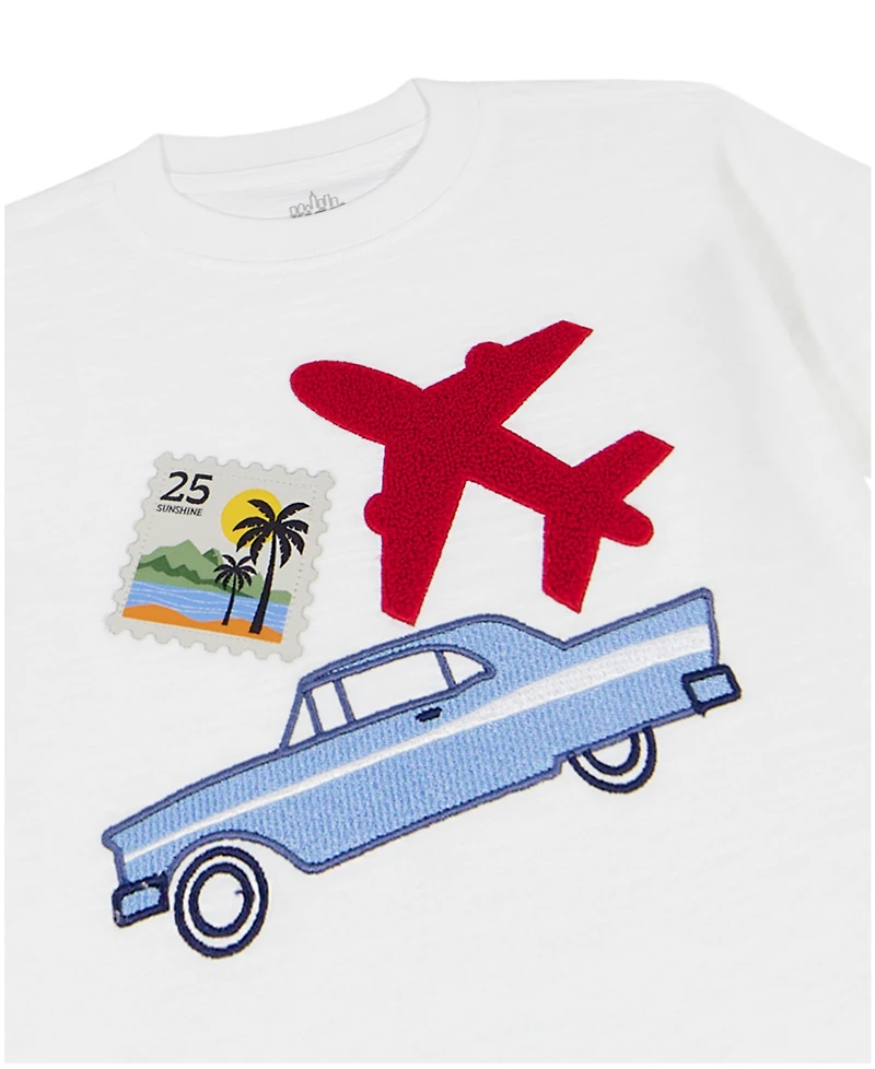 Kids Headquarters Boys' Toddler 2T-5T Short-Sleeve Travels T-Shirt and Poplin Shorts, 2-Piece Set
