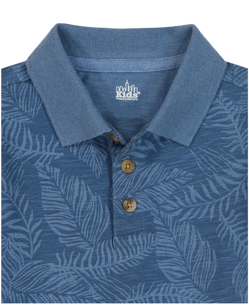 Kids Headquarters Boys' Toddler 2T-5T Printed Polo, Shark T-Shirt and Twill Shorts, 3-piece Set