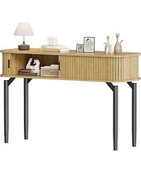 gaomon 47" Narrow Console Table with Fluted Sliding Doors and Storage Space