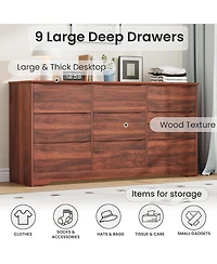 gaomon Wooden Dresser with Drawers, Tall Modern Closet with Deep Storage, Large Chest of Drawers with Wide Top