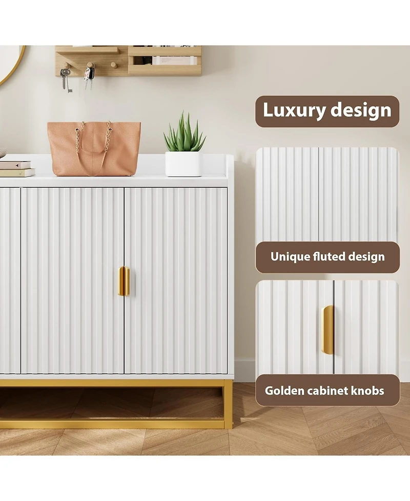 gaomon 47.2 Inch Fluted Sideboard Modern Kitchen Cabinet with Adjustable Shelves