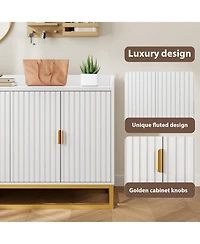 gaomon 47.2 Inch Fluted Sideboard Modern Kitchen Cabinet with Adjustable Shelves