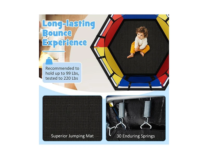 Hongge Small Toddler Recreational Trampoline with Safety Enclosure Net-Colorful