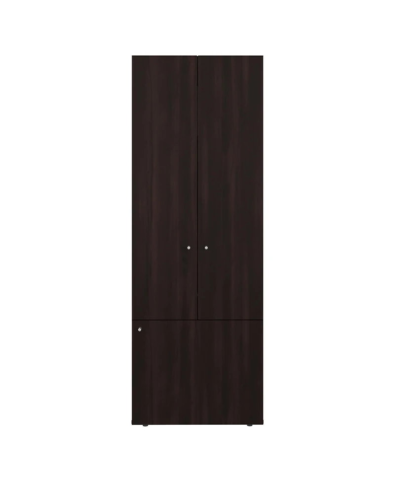 Flynama Armoire with 3 Doors 3 Shelves in Walnut and Black Wengue Finish Bedroom Storage Organizer
